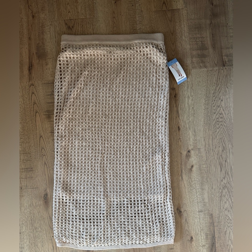Steve Madden Crochet Knit Maxi Skirt Cream Lined NWT Size L - Picture 5 of 7